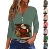 Women's Fashion Casual Three-quarter Sleeve Christmas Print Top