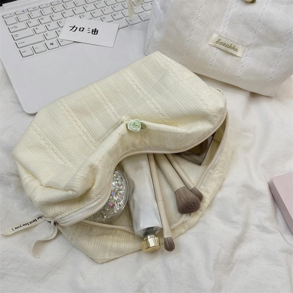 Cute Cosmetic Bag Yellow Pink White Makeup Pouch Portable Travel Toiletry Cosmetic Organizer Storage Bag for Women