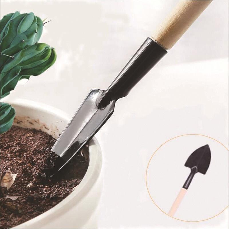3pcs/Set Mini Gardening Tools Wood Handle Stainless Steel Potted Plants Shovel Rake Spade for Flowers Potted Plant