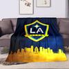 LA Galaxy Logo with Cityscape Background Patterned flannel blanket perfect for the bedroom living room, sofa, or a little nap
