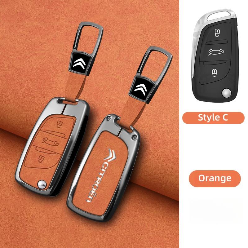ALC1 Zinc Alloy Leather Car Key Case Cover For Citroen C1 C2 C3 C4 C5 C6 C4L Berlingo Picasso Jumpy Nemo Aircross Sega C5 X Accessori