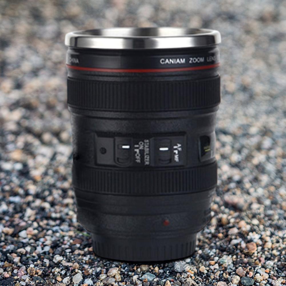 Camera Lens Coffee Mug 350ml Stainless Steel Insulated Reusable Travel Cup Creative Gift For Photographers