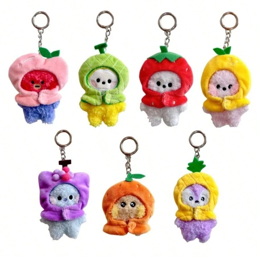 LINE FRIENDS BT21 Аниме K-pop и Мультяшная тематика 9 см Мини-плюш Идеальные Брелоки и Подвески для Рюкзаков Мультяшная Серия Фруктов