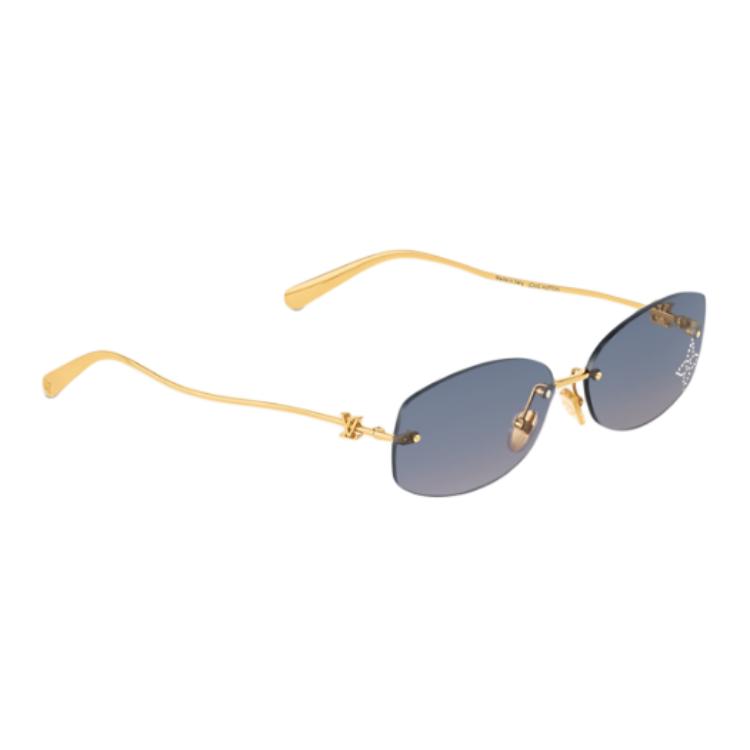 Louis Vuitton Frameless Design Metal Oval Sunglasses Women sunglasses Gold Z2959U