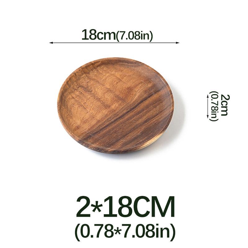 Natural Wood Hand-made Dinner PlatesUnbreakable Plate Sushi Dessert Fruit Bread Snack Tray Kitchen Bar Tableware Home Decoration