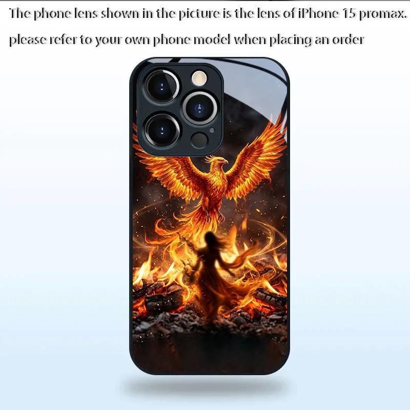 Закаленное стекло с рисунком Пламя Феникса Черный чехол для телефона Samsung Galaxy S26 S25 S24 S23 Ultra Plus FE Ударопрочный чехол