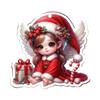 1/6Pcs Christmas Santa Hat Girl Hanging Decoration Holiday Party Winter Xmas Tree 2D Flat Acrylic Cartoon Angel Fairy Hanging Ornament