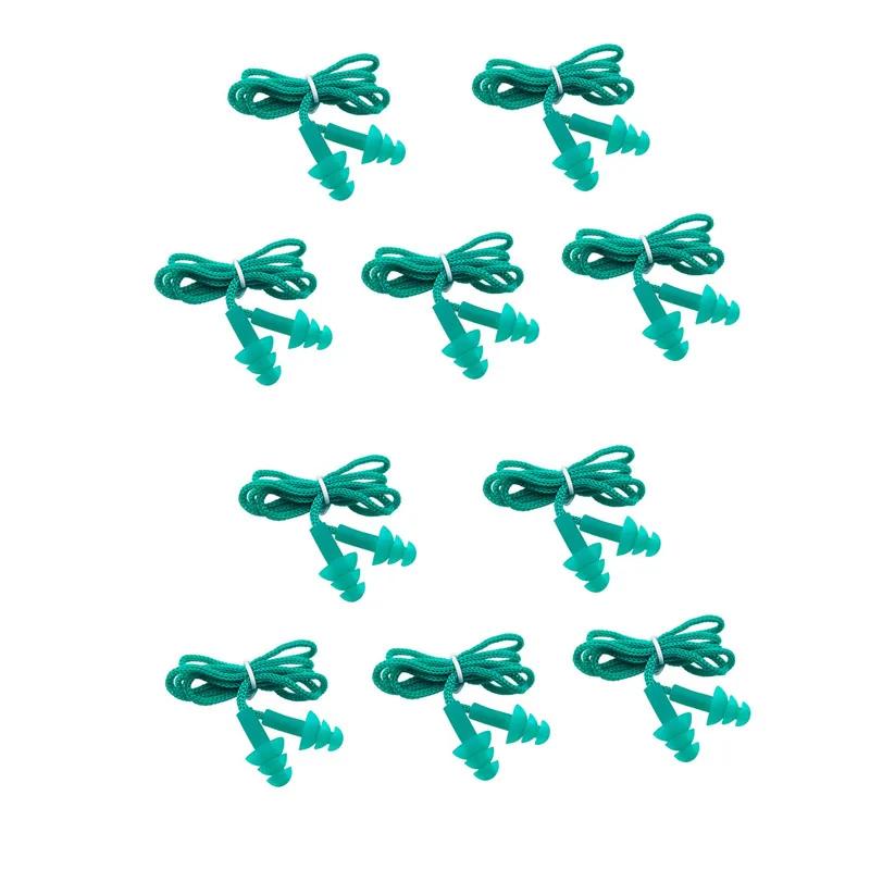 10 шт. Силиконовые проводные беруши со шнурком, многоразовая защита слуха, шумоподавление, безопасная работа, удобные беруши, наушники