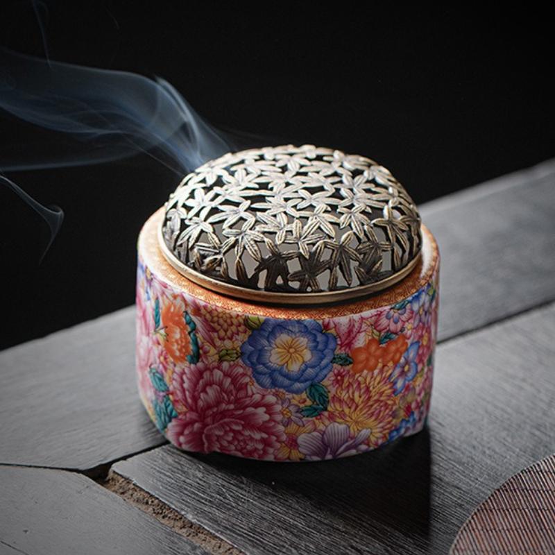 Керамическая подставка для благовоний, держатель для благовоний, украшение для дома, для рабочего стола, креативная эмалевая курильница для благовоний "Цветут сто цветов"