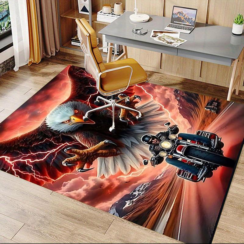 1PC Eagle Motorcycle Non-Slip Floor Carpet Compatible for Office&Living Room&Dining room - Flat-Weave Machine- Soft & Pattern-E236