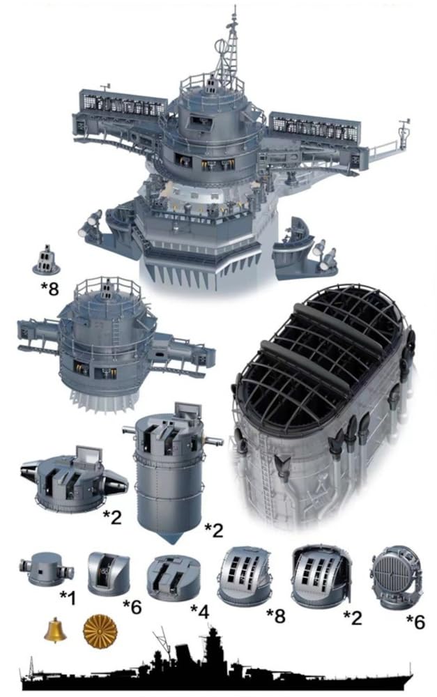Bunker Studios 1/700 Японский линкор Ямато Набор для деталировки А 1945 Операция «Тэн-Го» Выгодный набор (для Pit-Road) Пластиковые детали модели BSTIJN70100A