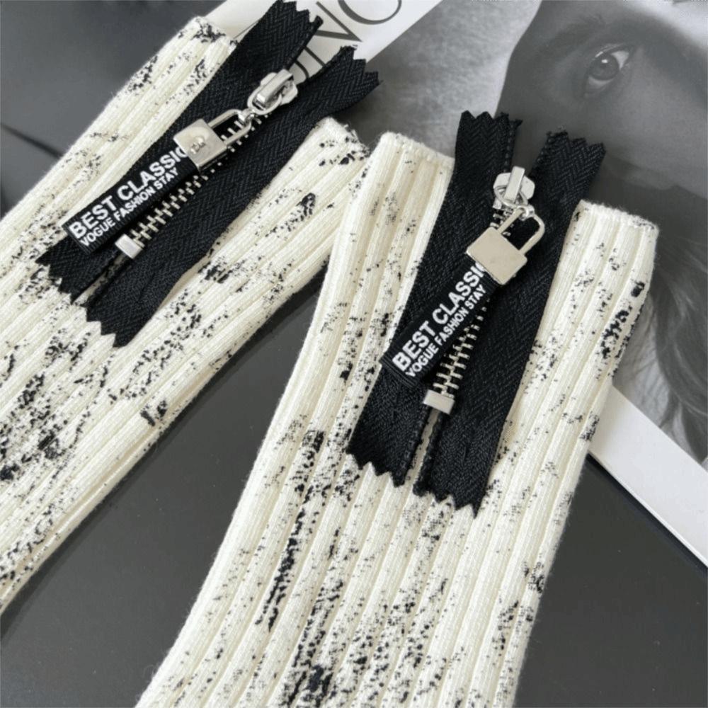 Spray Paint Splash Ink Mid Tube Socks Unique Mid-Calf Socks Fashion Zipper Socks  For Men Women