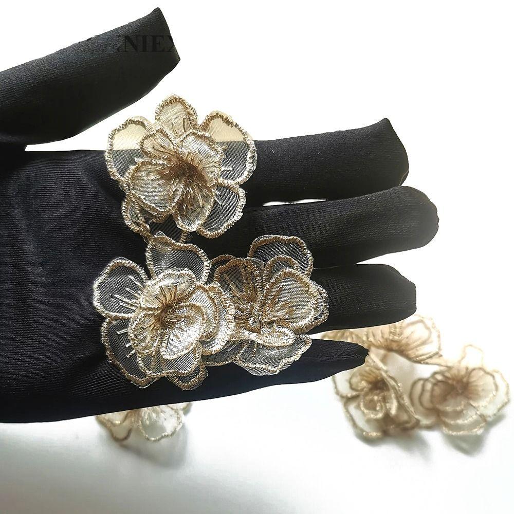 10PCS Embroidery Patch Flower Patches Sew on Clothes Patches Garment Organza Flower Applique Shirts