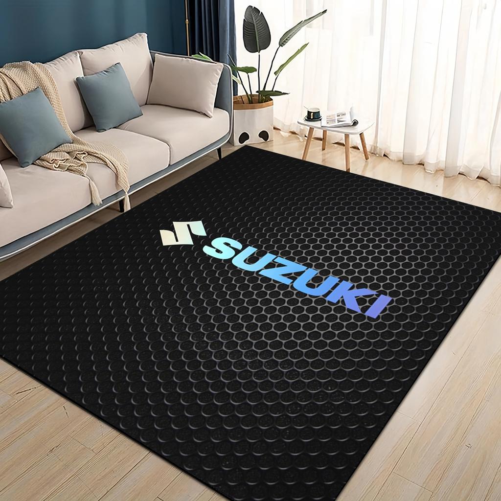 3D Гоночный автомобиль Логотип S-SUZUKI Мотоциклетный ковер для гостиной спальни домашнего дивана, Детский игровой нескользящий коврик для пола