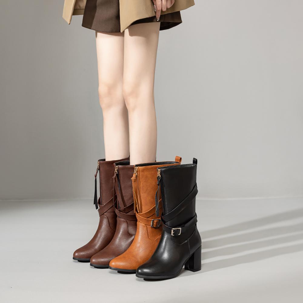 Желто-коричневые женские полусапожки на высоком каблуке, маленькие, большие, размер 33 52