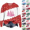 Women's Fashion Christmas Printed Long Sleeve Loose Round Neck Sweatshirt Top Fall