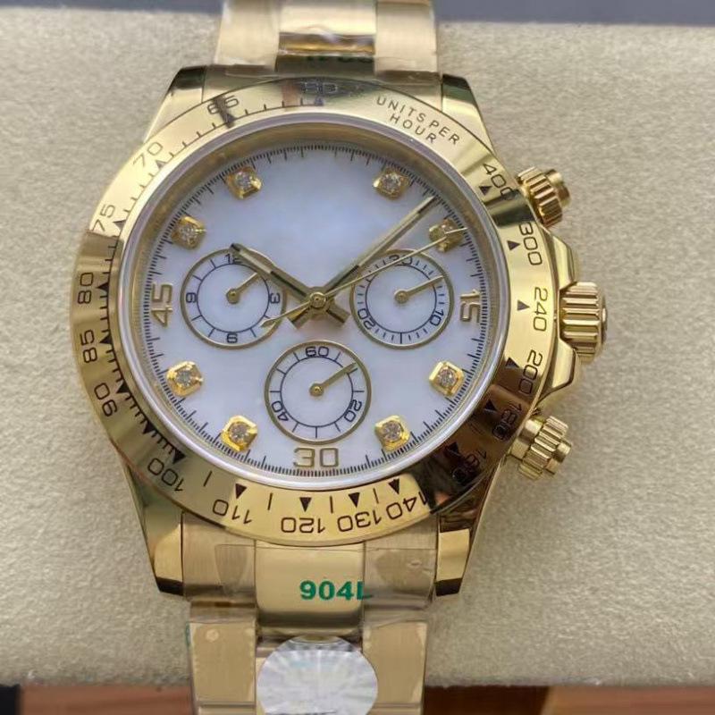Мужские автоматические механические часы Rolex Daytona 40 мм, многофункциональные, с инкрустацией бриллиантами.