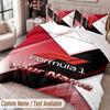 F1 Printed Bedding Set Custom Name Text 1 Duvet Cover 2 Pillowcases For Bedroom