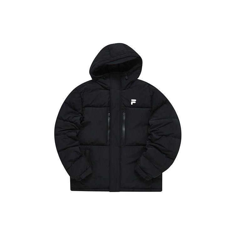 Fila Fusion Solid Color Fashion Casual Hooded Warm Down Jacket Men Jackets Deep-Black T11M241915FBK