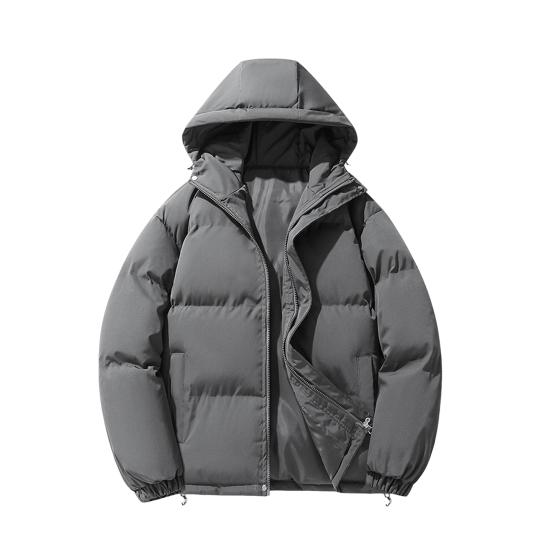 Мужское хлопковое пальто с капюшоном, длинным рукавом и застежкой-молнией, зимняя стеганая куртка, однотонная