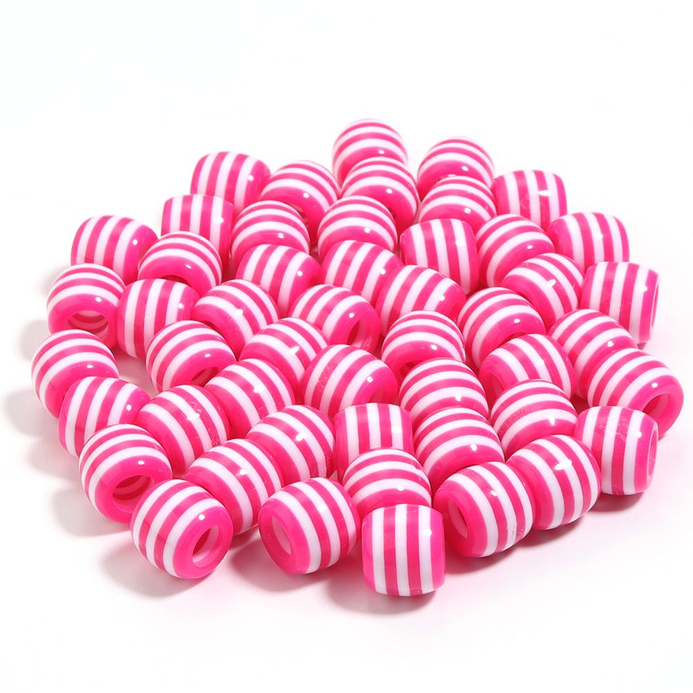 50pcs/lot Barrel Shape Rainbow Striped Resin Beads Big Hole Spacer Beads DIY Bracelet Necklace Jewelry Making Accessories