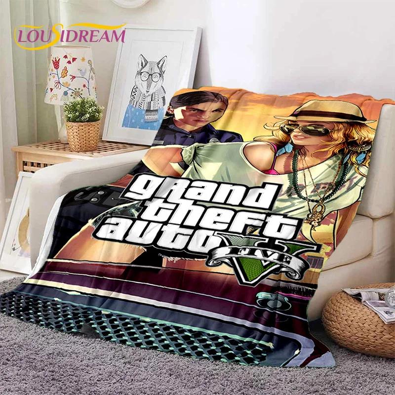 Игровой плед GTA Grand Theft Auto, Мягкий плед для геймеров, Согревающий плед, Удобный плед для пикника, кроватей, дивана, домашней спальни, Подарок