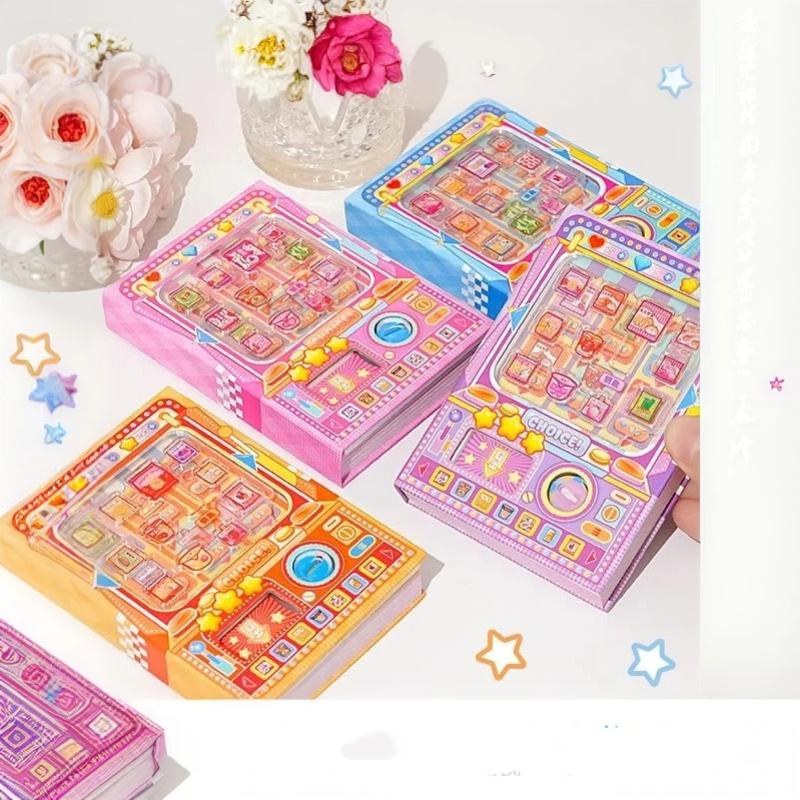 Kawaii Capsule Toy Machine Decompression Notebook Color Page Portable Cute Journal for Students Study Note Taking