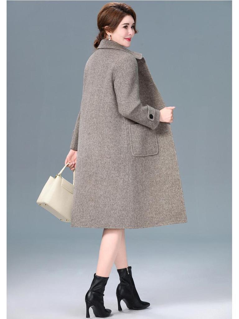 Роскошное двустороннее кашемировое пальто средней длины для женщин - Мода осень/зима Пальто из шерсти яка