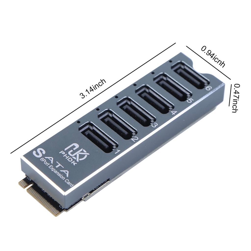 M.2 M KEY NVMe To 6 Ports SATA Convert Card with Smart Indicator M.2 To SATA 3.0 Riser Card ASM1166 Chip for Desktop PC