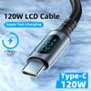 Сверх-Супер Быстрый Зарядный Кабель - 6А 120 Вт USB A на Type C Нейлоновый Дата-Кабель со Светодиодным Цифровым Дисплеем