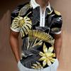 Zip Up Polo Shirt 3D Print Casual Lapel Short Sleeve Pullover Casual Wear