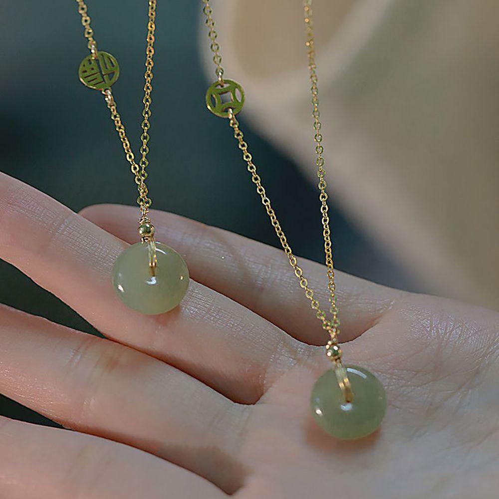 Gift Chinese Style Women Necklace Korean Style Clavicle Chain Round  Necklaces Fashion Jewelry