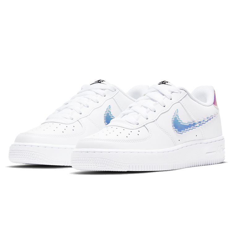 Nike Детские кроссовки Air Force 1 LV8 GS Digital Swoosh Белый Многоцветный Черный CW1577-100