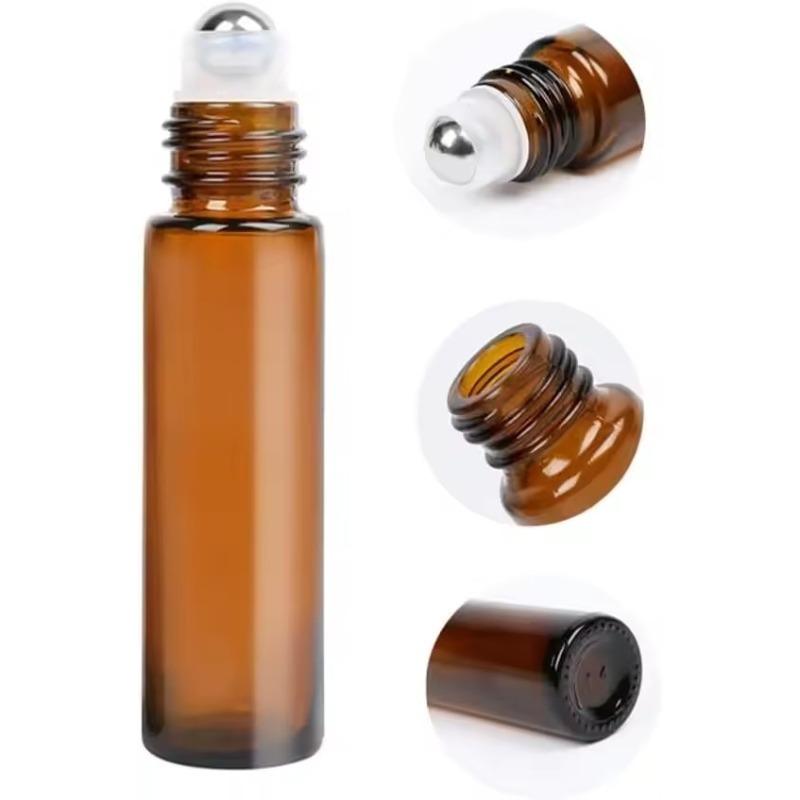 5ml Amber Glass Empty Roll on Bottles Refillable Sample Test Essential Oil Vials with Roller Ball Liquid Container