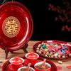 Chinese Wedding Stainless Steel Dessert Tray, Candy Tray, Red Dried Fruit Tray, Wedding Supplies Decoration Tray Japanese Dishes