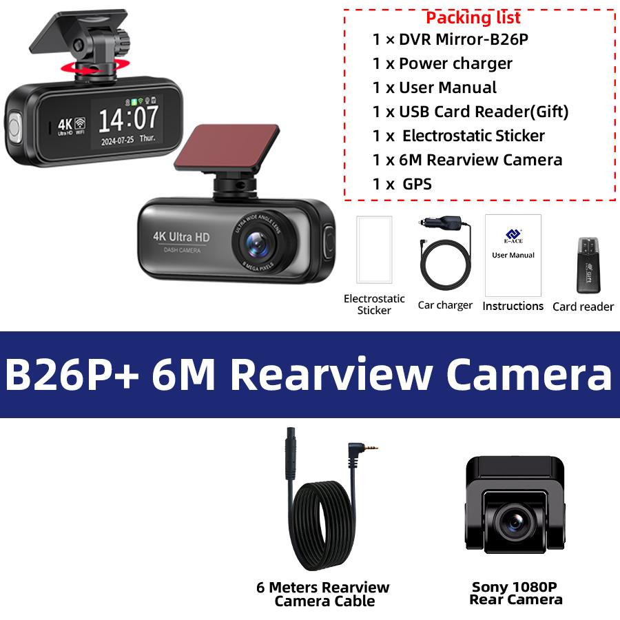 Dashcam 4K WIFI GPS 24H Night Vision Dual Lens Recording Car Camera DVR Dash Cam Led Deadpool Tools Black Box Video Record