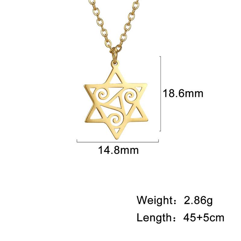 Dreamtimes Triple Spiral Triskelion Hexagram Necklace for Women Men Stainless Steel Pendant Star of David Je Jewelry Collar