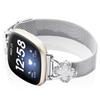 For Fitbit Versa 3/Sense Milanese Mesh Band Stainless Steel Magnetic Watch Strap with Clover Connector,Size: S