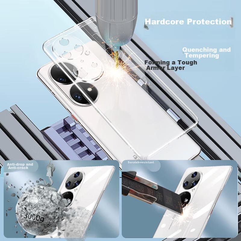 Phone Case for Huawei P50 Pro, Shockproof, Anti-Fingerprint, Full Coverage, Bare Phone Lens Protection, Fully Transparent