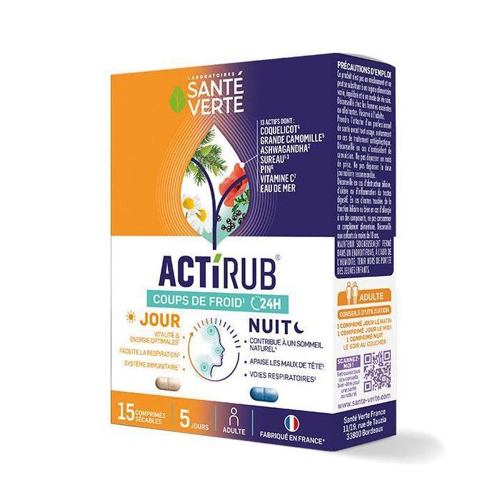Santé verte ACTIRUB JOUR NUIT coups de froid 24H - 15 comprimés