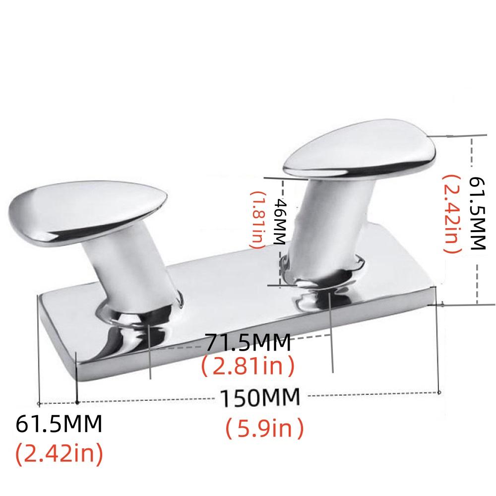 316 Stainless Steel Double Cross Mooring Bollard – 150x61.5x61.5mm Marine Cleat With Pre-Drilled Holes – For Ships, Yachts, Docks – Polished Surface