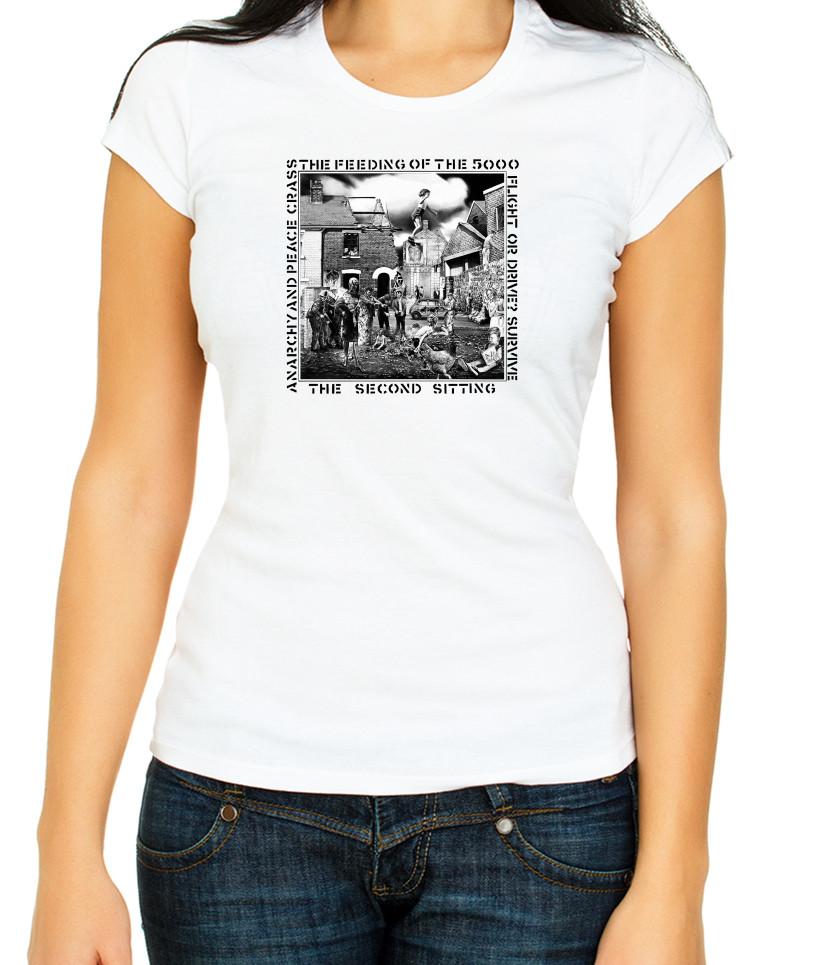 Crass The Feeding of The 5000 Белая/Черная Женская футболка с 3/4 рукавом G027