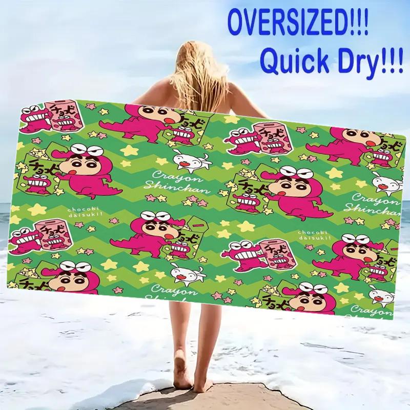 Anime Crayonshinchan Print Beach Towel, Large Soft Quick Dry Towel for Beach Camping Swimming