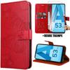 Case - BOOLING - for Samsung Galaxy A53 5G - Red - Butterfly Pattern - Leather Effect- with 2 Tempered Glasses