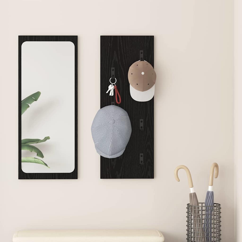 Wall Mounted Nightstand Black Oak Effect 30 x 1.5 x 80 cm
