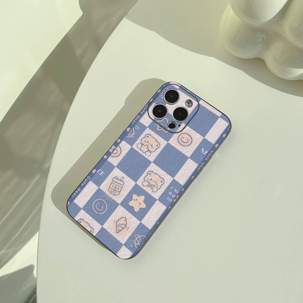 Свежий чехол-шахматка для iPhone 17,16,15,14,13,12,11 Pro Max,16Plus,XS Мягкий черный чехол