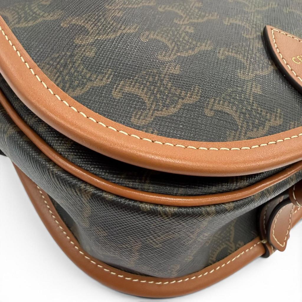 Great CELINE Shoulder Bag Medium Folco Triomphe Canvas Shoulder Bag 19150 Used