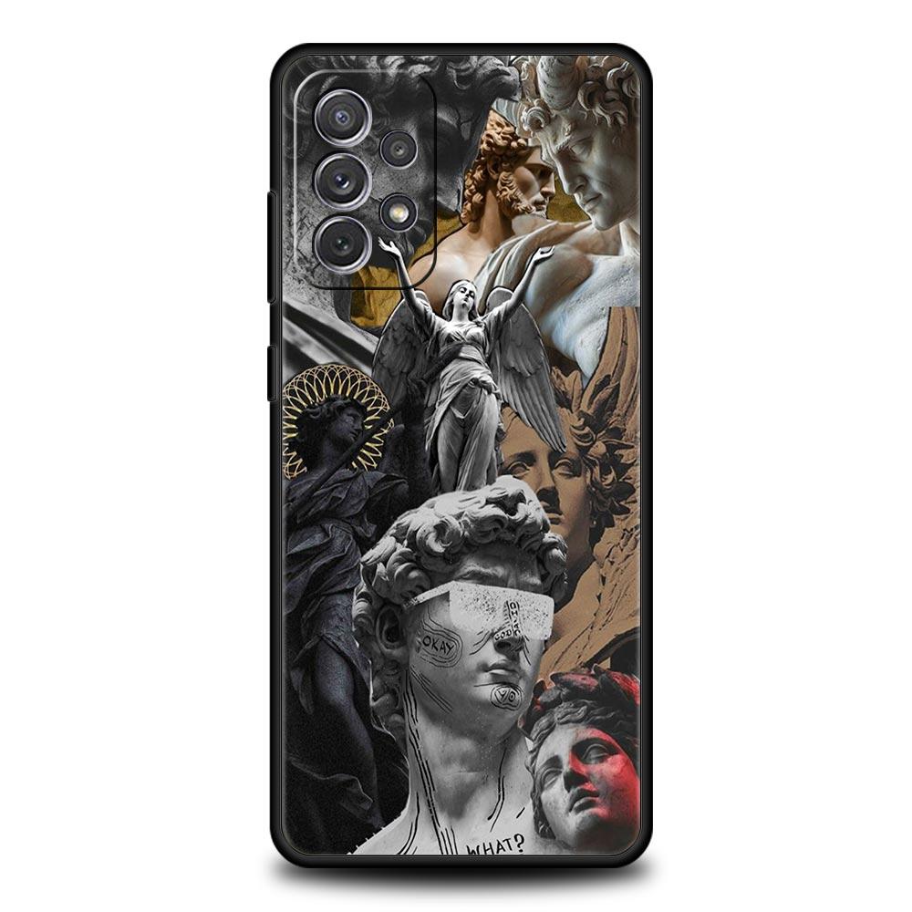 Fashion Ancient Greek Statues Phone Case for Samsung Galaxy A55 A35 A17 A07 A15 A13 A25 A51 A72 A73 A32 A52 A52S A41 5G Soft TPU