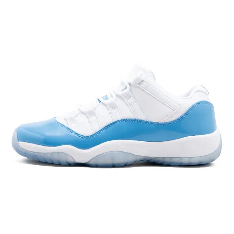 Air Jordan 11 Retro Low Grade School 'UNC' 2017 (Unisex) White / University Blue Kids' Basketball Shoes 528896 106