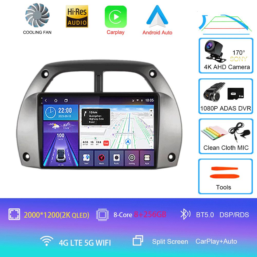 Car Radio Android 14 Wireless Carplay Auto for Toyota RAV4 2001 - 2006 Navigation GPS Multimedia Player Stereo Video wifi+4G BT